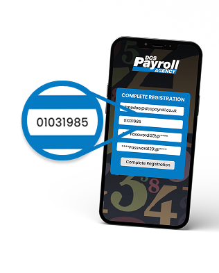 Phone displaying registration screen